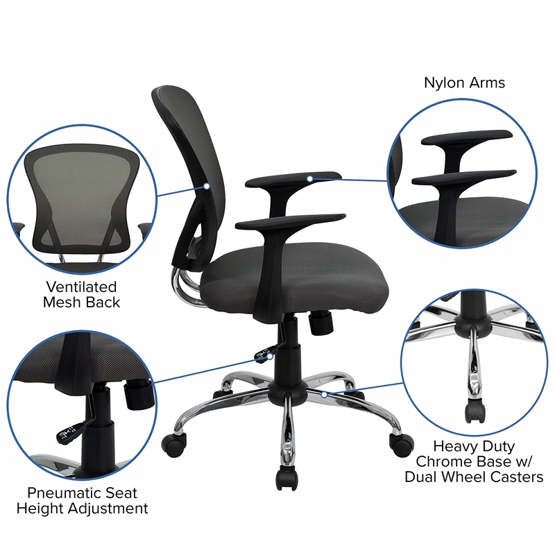 Scranton & Co Modern Mesh Fabric Mid-Back Office Chair in Dark Gray