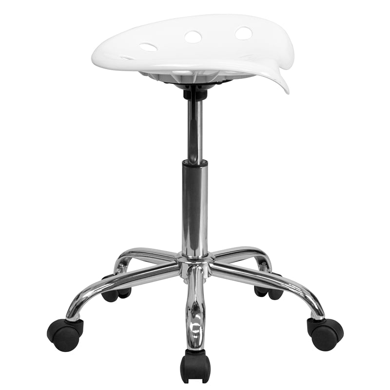 Scranton & Co Adjustable Bar Stool with Chrome Base in White