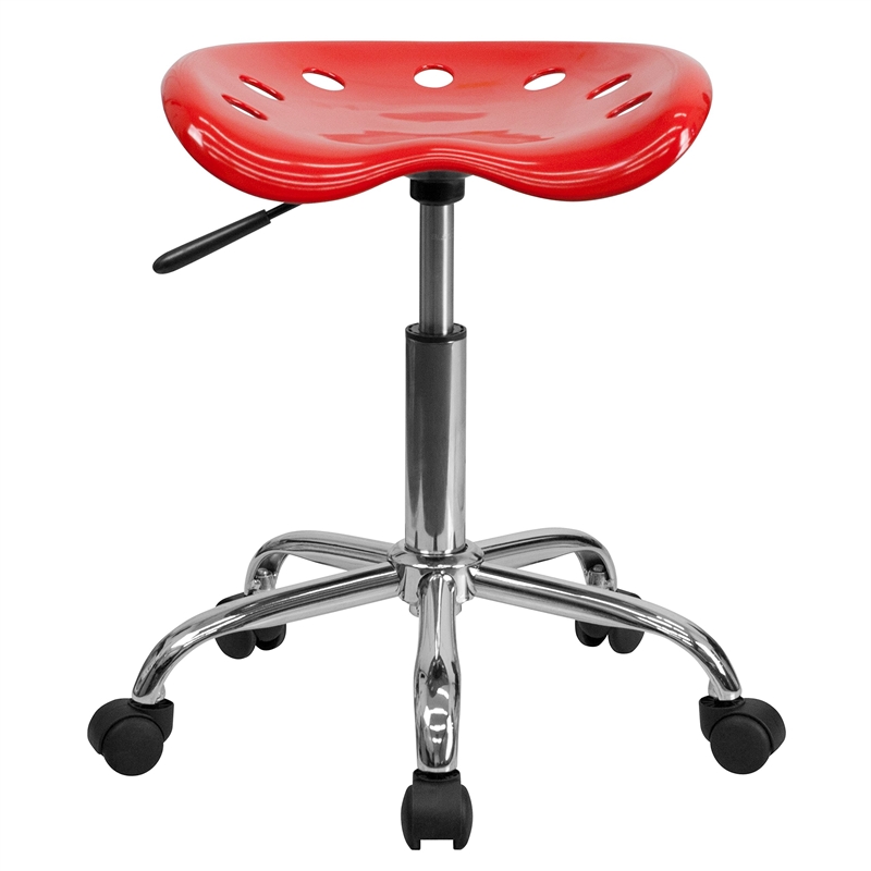 Scranton & Co Adjustable Bar Stool with Chrome Base in Red