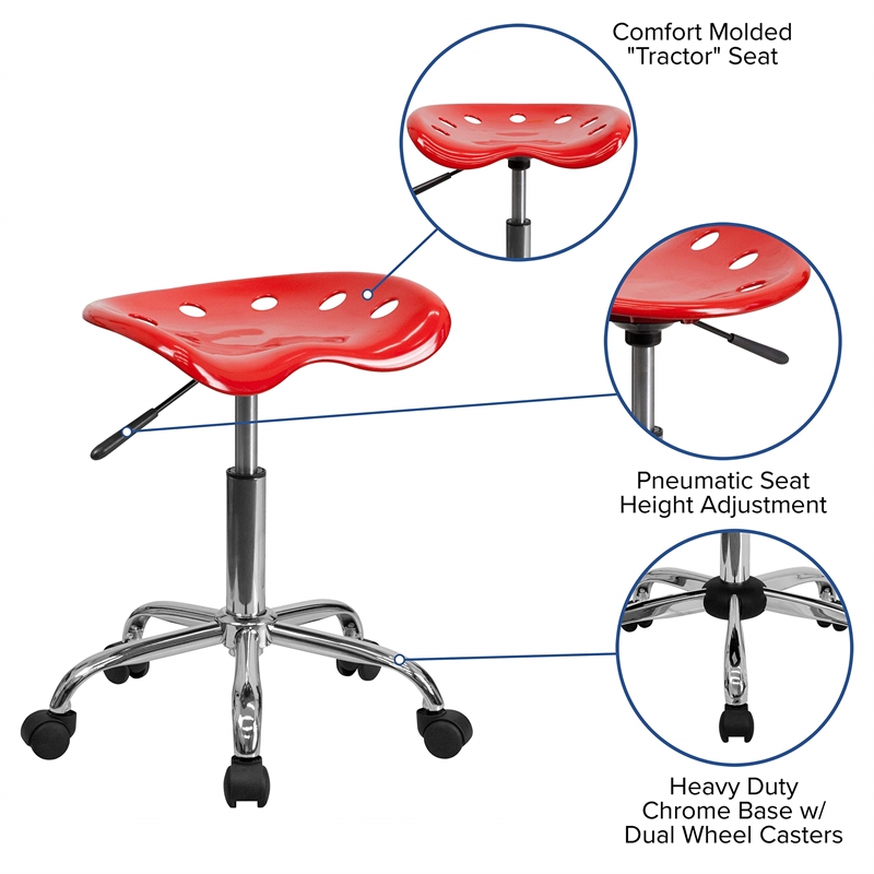 Scranton & Co Adjustable Bar Stool with Chrome Base in Red