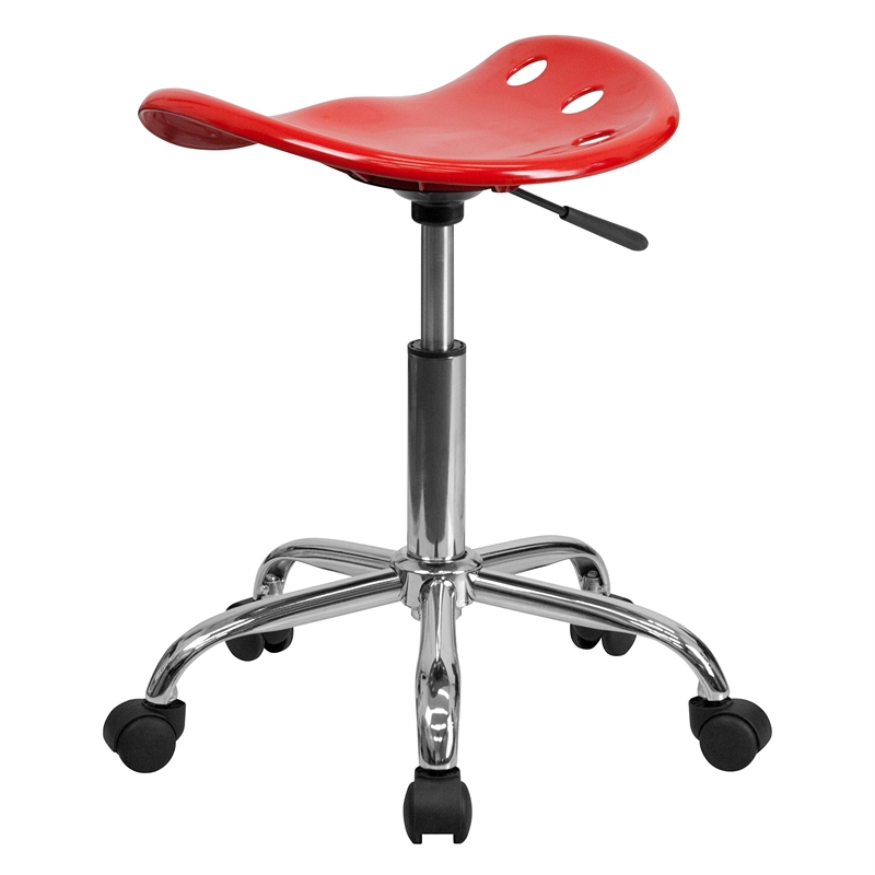 Scranton & Co Adjustable Bar Stool with Chrome Base in Red