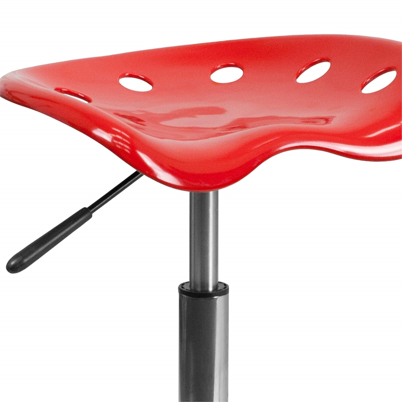 Scranton & Co Adjustable Bar Stool with Chrome Base in Red