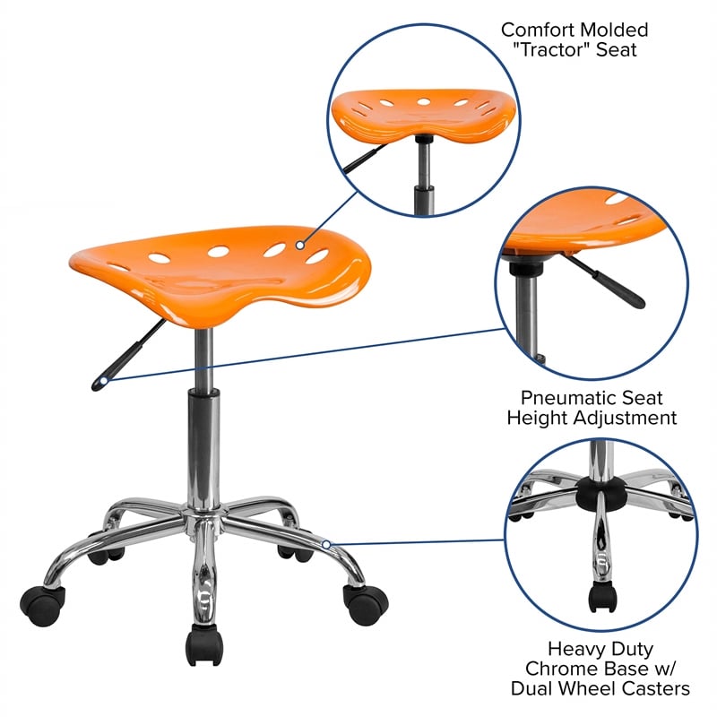 Scranton & Co Adjustable Bar Stool in Orange