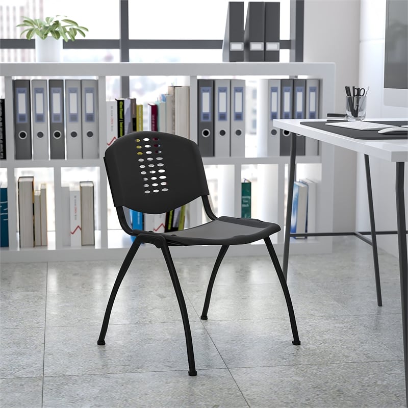 Scranton & Co Polypropylene Stacking Chair in Black