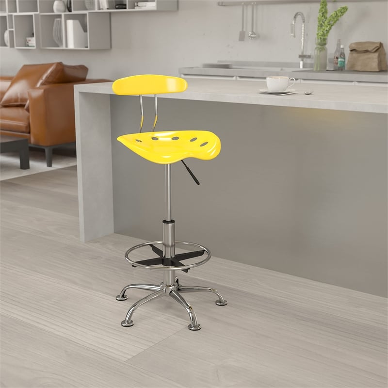 Scranton & Co Drafting Chair with Tractor Seat in Yellow