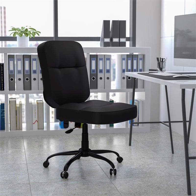 Scranton & Co Leather Office Chair with Extra Wide Seat in Black