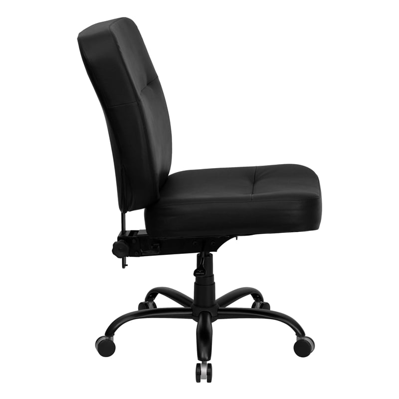 Scranton & Co Leather Office Chair with Extra Wide Seat in Black