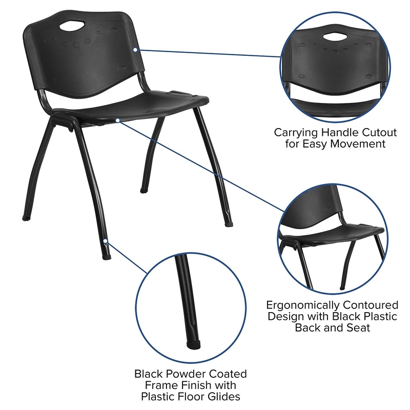 Scranton & Co Polypropylene Stacking Chair in Black