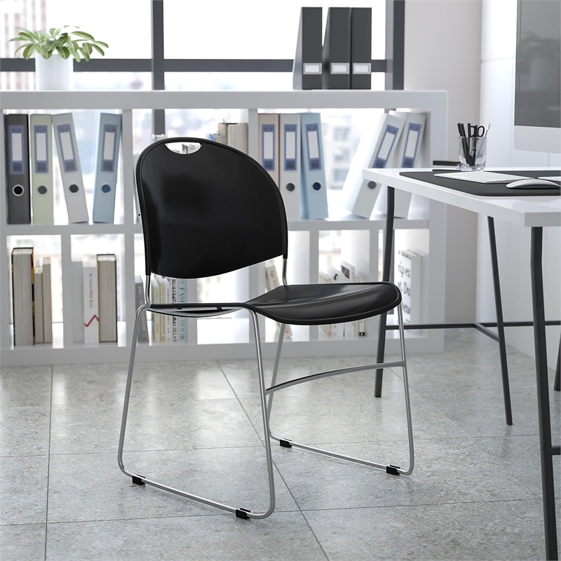 Scranton & Co Stacking Chair with Handle in Black