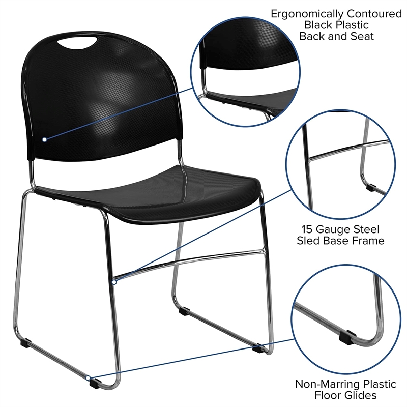 Scranton & Co Stacking Chair with Handle in Black