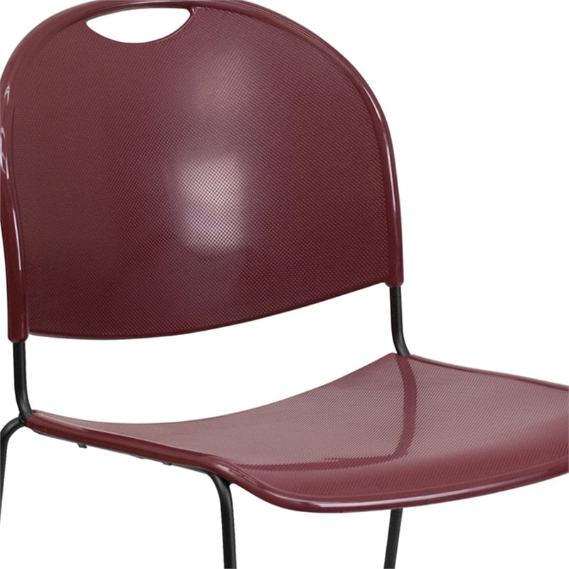 Scranton & Co Stacking Chair with Black Frame in Burgundy
