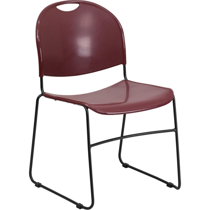Scranton & Co Stacking Chair with Black Frame in Burgundy
