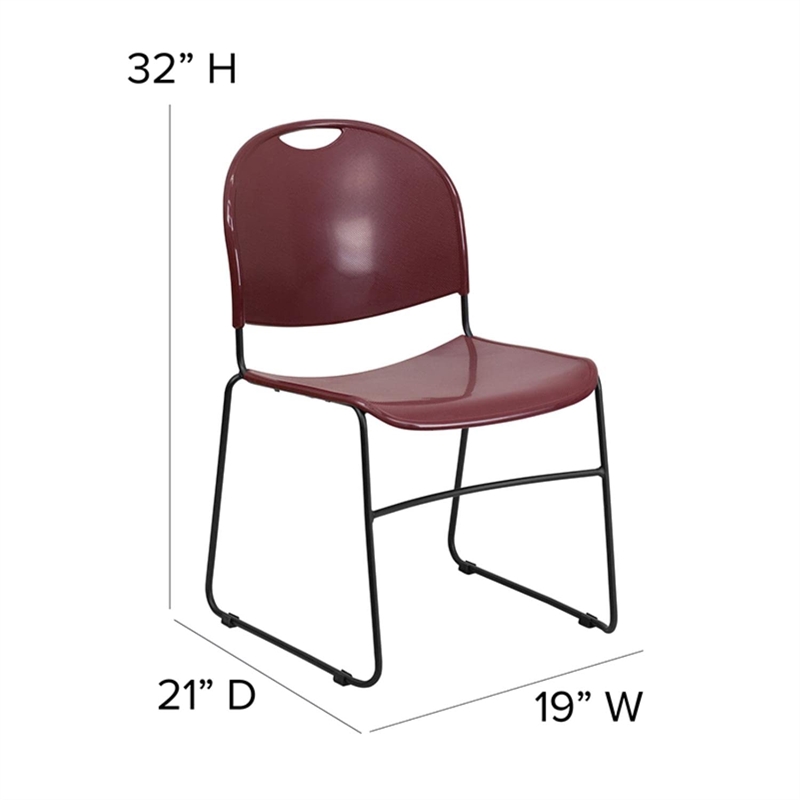 Scranton & Co Stacking Chair with Black Frame in Burgundy