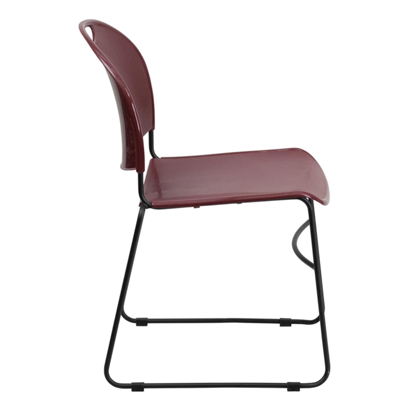 Scranton & Co Stacking Chair with Black Frame in Burgundy