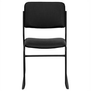 Scranton & Co Faux Leather Stacking Chair with Sled Base in Black