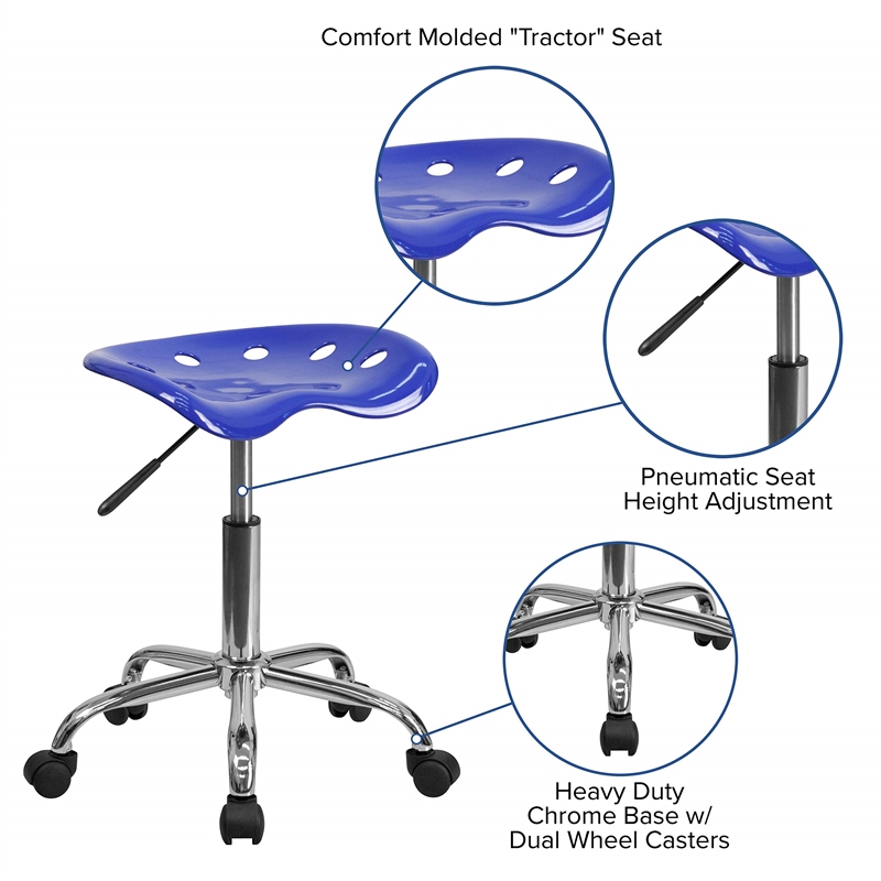 Scranton & Co Adjustable Chrome Drafting Chair in Blue