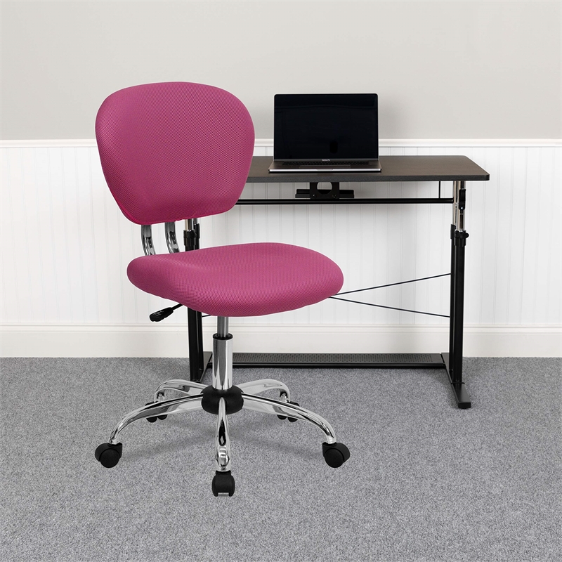 Scranton & Co Modern Mesh Fabric Mid-Back Task Office Chair in Pink