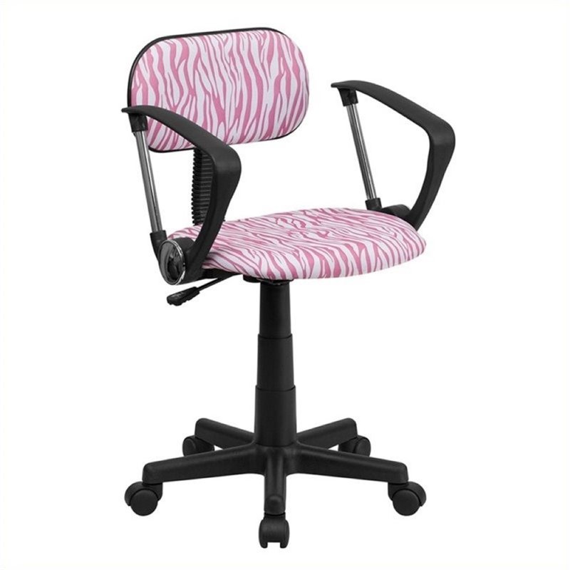 Scranton Co Zebra Print Office Chair With Arms In Pink And White