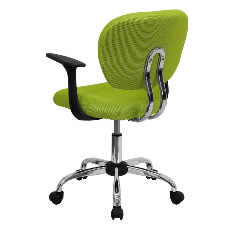 Scranton & Co Modern Mesh Fabric Mid-Back Office Chair with Arms in Apple Green
