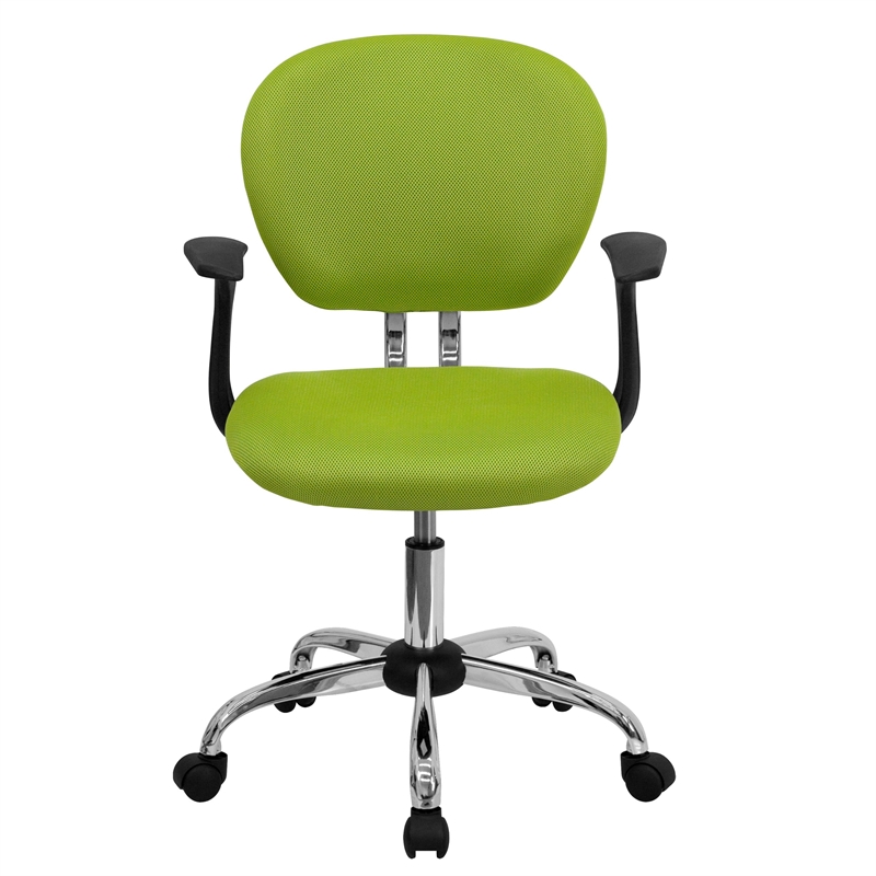 Scranton & Co Modern Mesh Fabric Mid-Back Office Chair with Arms in Apple Green