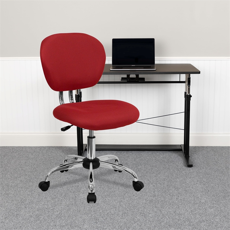 Scranton & Co Modern Mesh Fabric Mid-Back Office Swivel Chair in Red