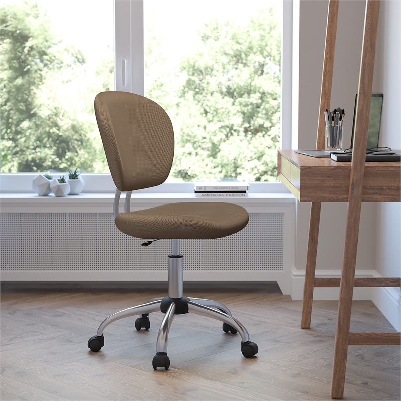 Scranton & Co Mid-Back Mesh Task Office Chair in Coffee Brown