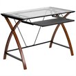 Scranton & Co Glass Black and Cherry Computer Desk Rectangular 39.25