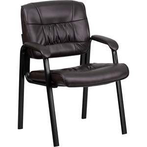 Scranton & Co Leather Guest Chair with Black Frame in Brown