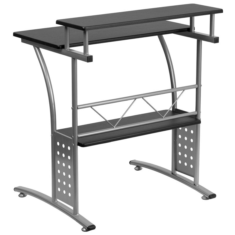 Scranton & Co Steel Metal/Wood Home Office Computer Desk in Black