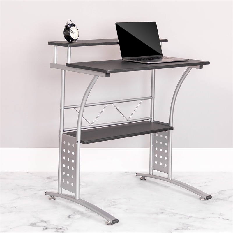 Scranton & Co Steel Metal/Wood Home Office Computer Desk in Black