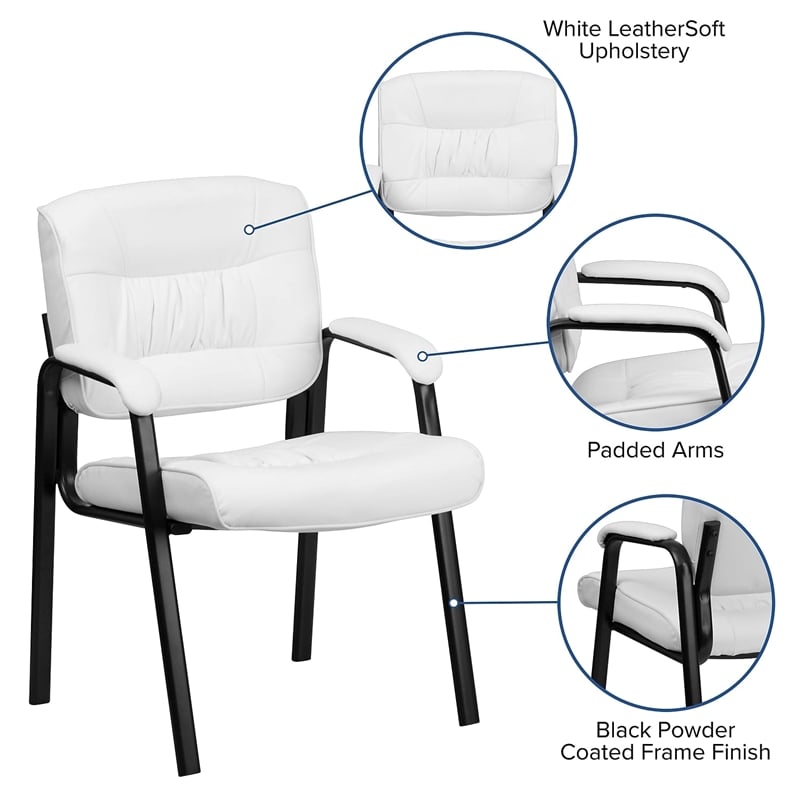 Scranton & Co Leather Guest Chair with Black Frame in White