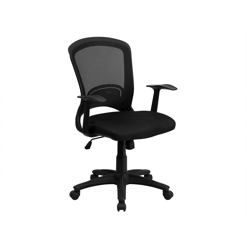 Scranton & Co Mid-Back Mesh Office Chair with Padded Seat in Black