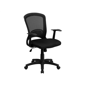 Scranton & Co Mid-Back Mesh Office Chair with Padded Seat in Black