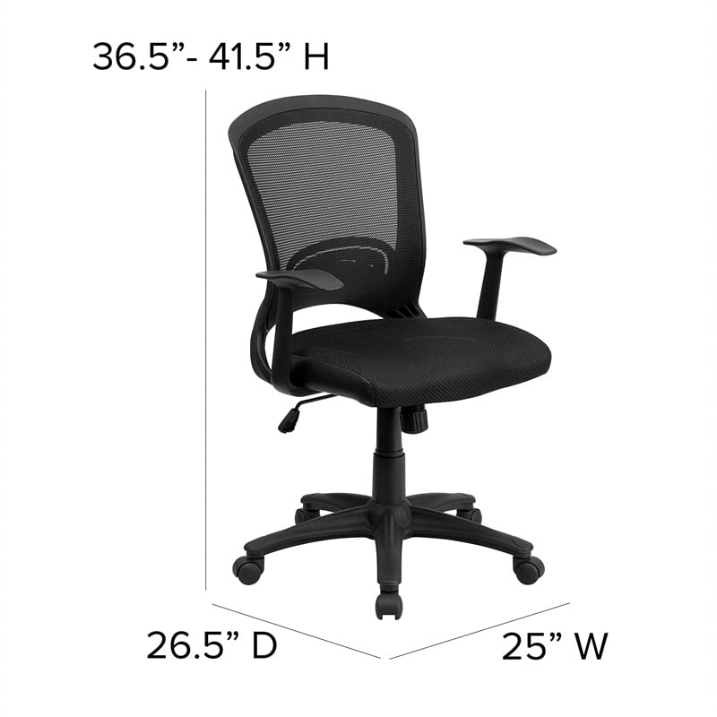 Scranton & Co Mid-Back Mesh Office Chair with Padded Seat in Black