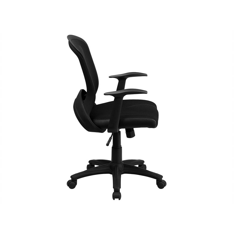 Scranton & Co Mid-Back Mesh Office Chair with Padded Seat in Black