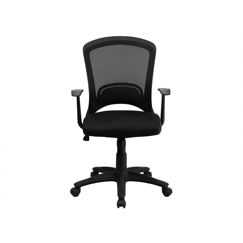 Scranton & Co Mid-Back Mesh Office Chair with Padded Seat in Black