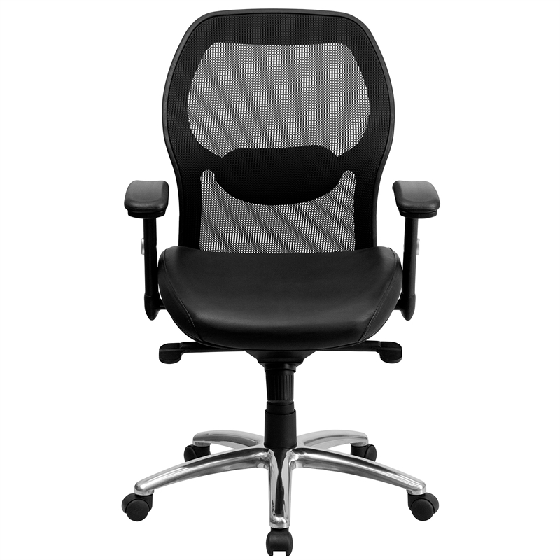 Scranton & Co Leather Mid-Back Mesh Office Chair in Black