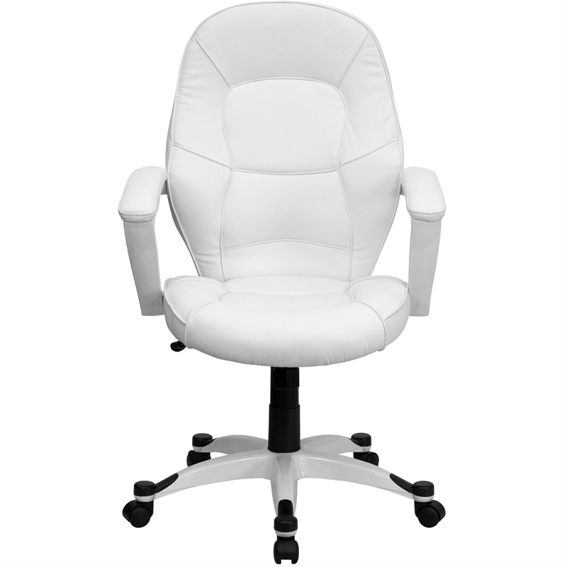 Scranton & Co Leather Mid-Back Executive Office Chair in White