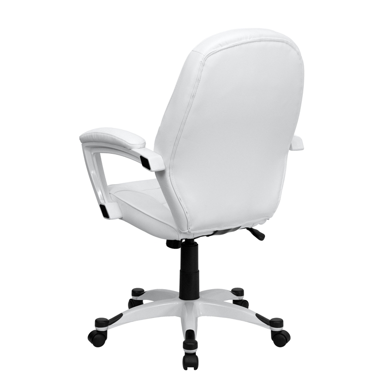 Scranton & Co Leather Mid-Back Executive Office Chair in White