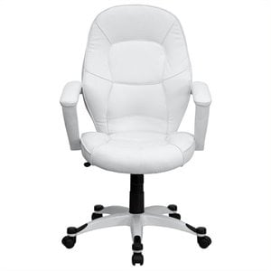 scranton & co leather mid-back executive office chair in white