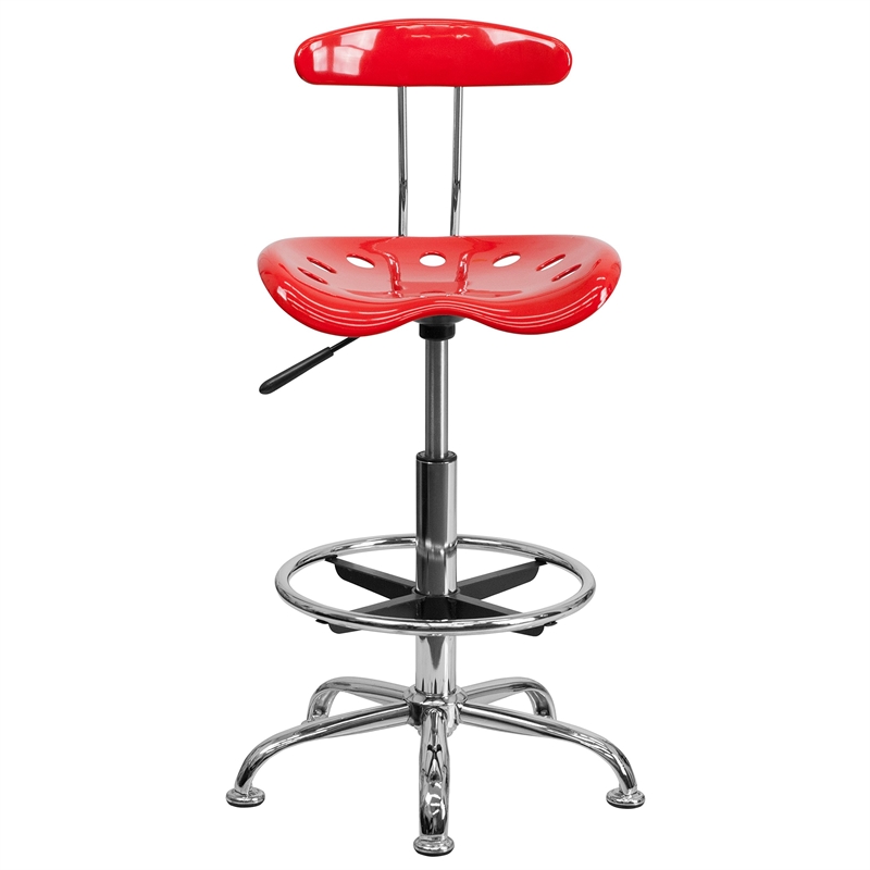 Scranton & Co Drafting Chair in Red and Chrome