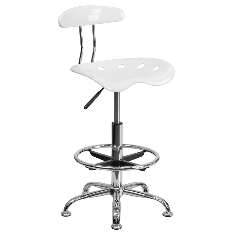 Scranton & Co Drafting Chair in White and Chrome