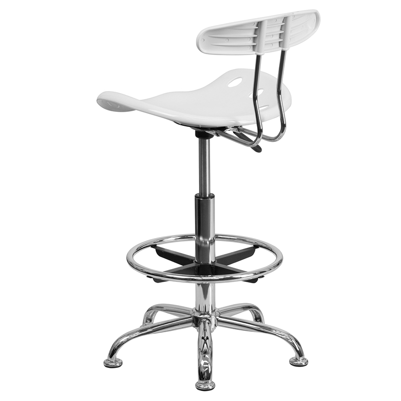 Scranton & Co Drafting Chair in White and Chrome