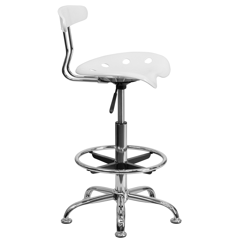 Scranton & Co Drafting Chair in White and Chrome