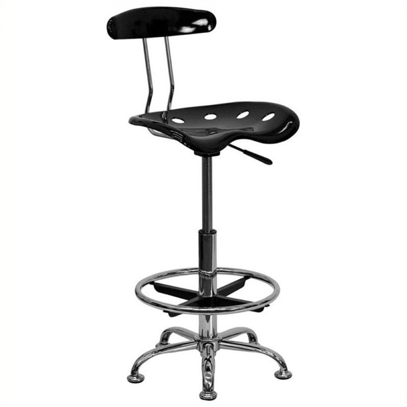 Scranton & Co Drafting Chair in Black and Chrome