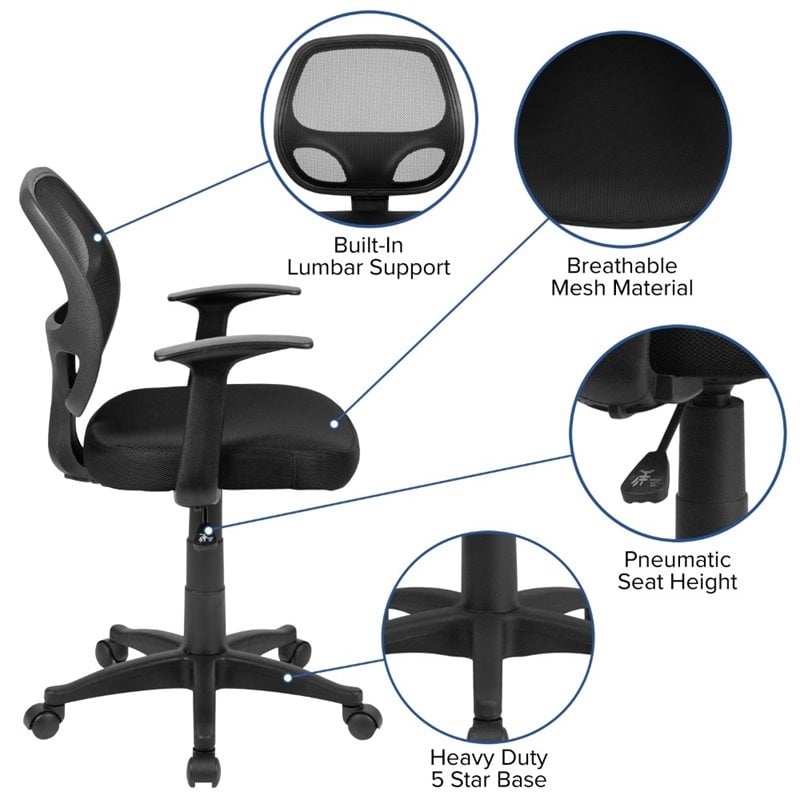 Scranton & Co Foam Fabric/Mesh Mid-Back Office Chair in Black