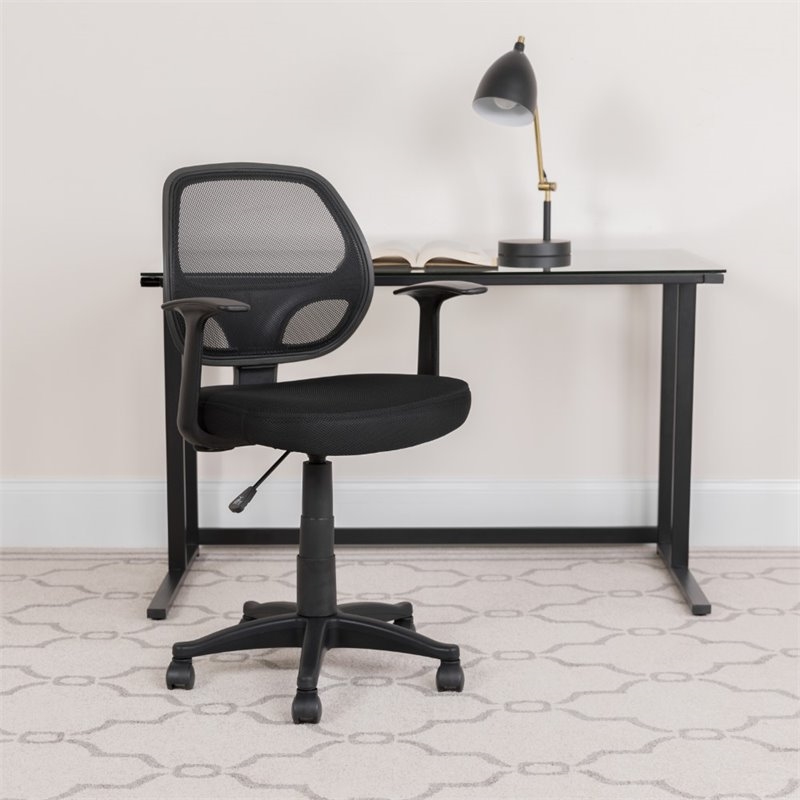 Scranton & Co Foam Fabric/Mesh Mid-Back Office Chair in Black