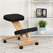 Scranton & Co Contemporary Fabric/Wood Mobile Ergonomic Kneeling Chair in Black
