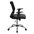 Scranton & Co Leather Mid-Back Office Chair with Mesh Back in Black
