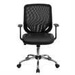 Scranton & Co Leather Mid-Back Office Chair with Mesh Back in Black
